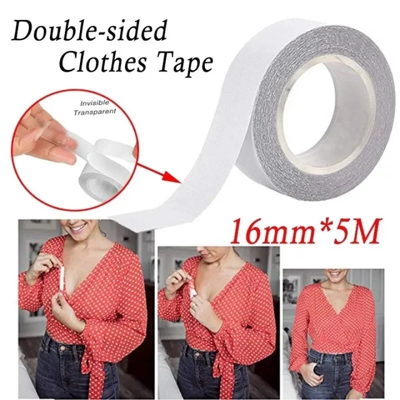 

5M Waterproof Dress Cloth Tape Double-sided Secret Body Adhesive Breast Bra Strip Safe Transparent Clear Lingerie Tape Women