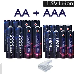 AJNWNM 3000mWh 1.5V AA Rechargeable Batteries+1000mWh 1.5V AAA Battery Li-ion AA AAA Rechargeable Battery for Camera Toy