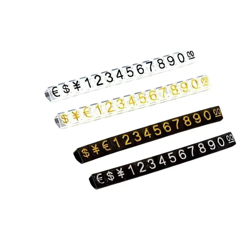 2Pcs  Golden Silvery Black Number Letter Adjustable Mini Cube Price Tag Display Stand Tag Label Sets of Number Labels