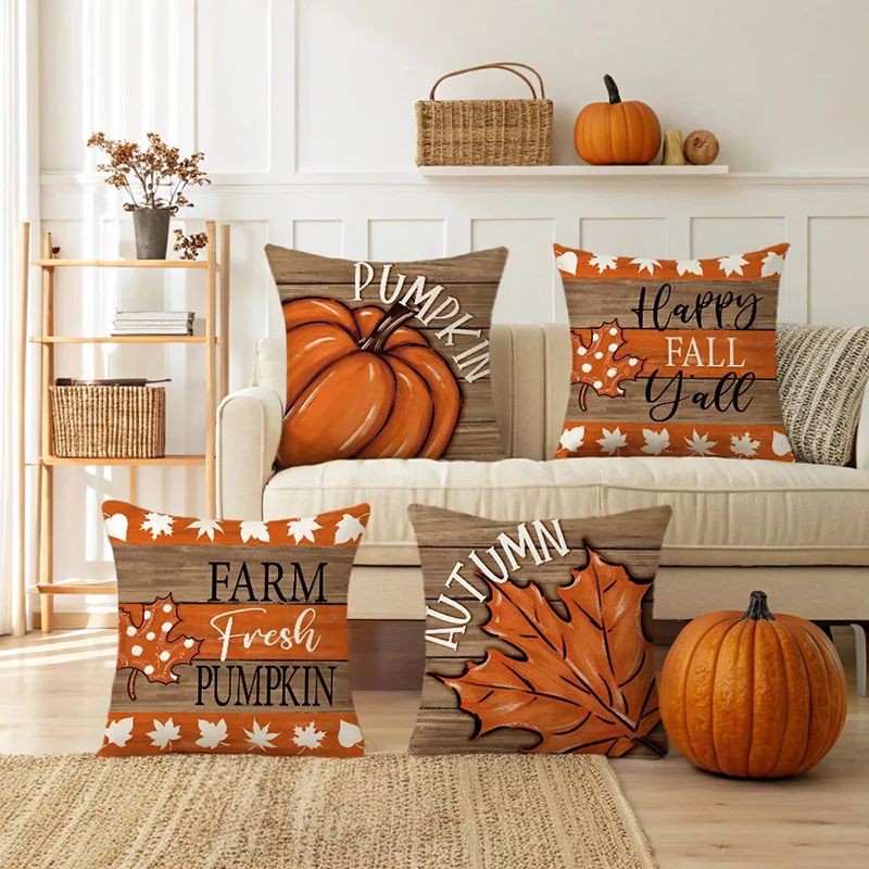 

2Pcs Autumn Story Printed Pillow Case 2025 Festival Decoration Sofa Pillow Case Bedroom Bedside Cushion Cover
