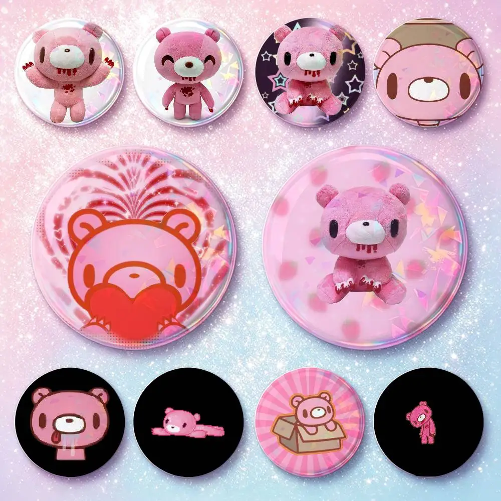 Kawaii G-Gloomys Pink Bear Badges 25 32 44 58 75 Mm Round Cosplay Pin Bag Decor Fans Collect Friends Gifts Brooch Souvenir