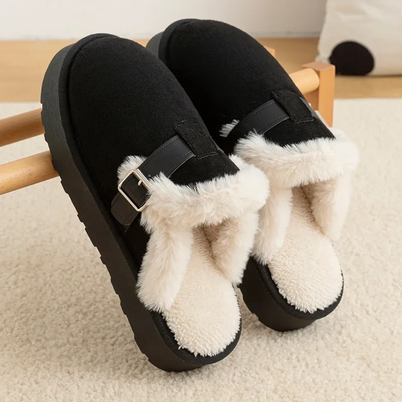 Women's Slippers  New Boken Slippers Winter Plush Pregnant Home Warm Outdoor Comfort Anti Slip Thick Bottom Cotton Slippers