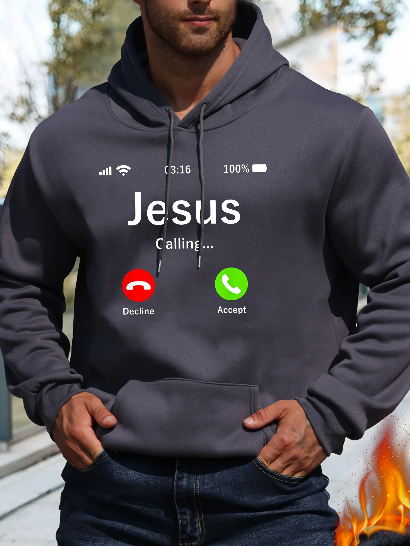 Men's New Reminder Printed Casual Sweatshirt Fashion Drawstring Hoodie Autumn/Winter Top Multi Functional Long Sleeve Hoodie