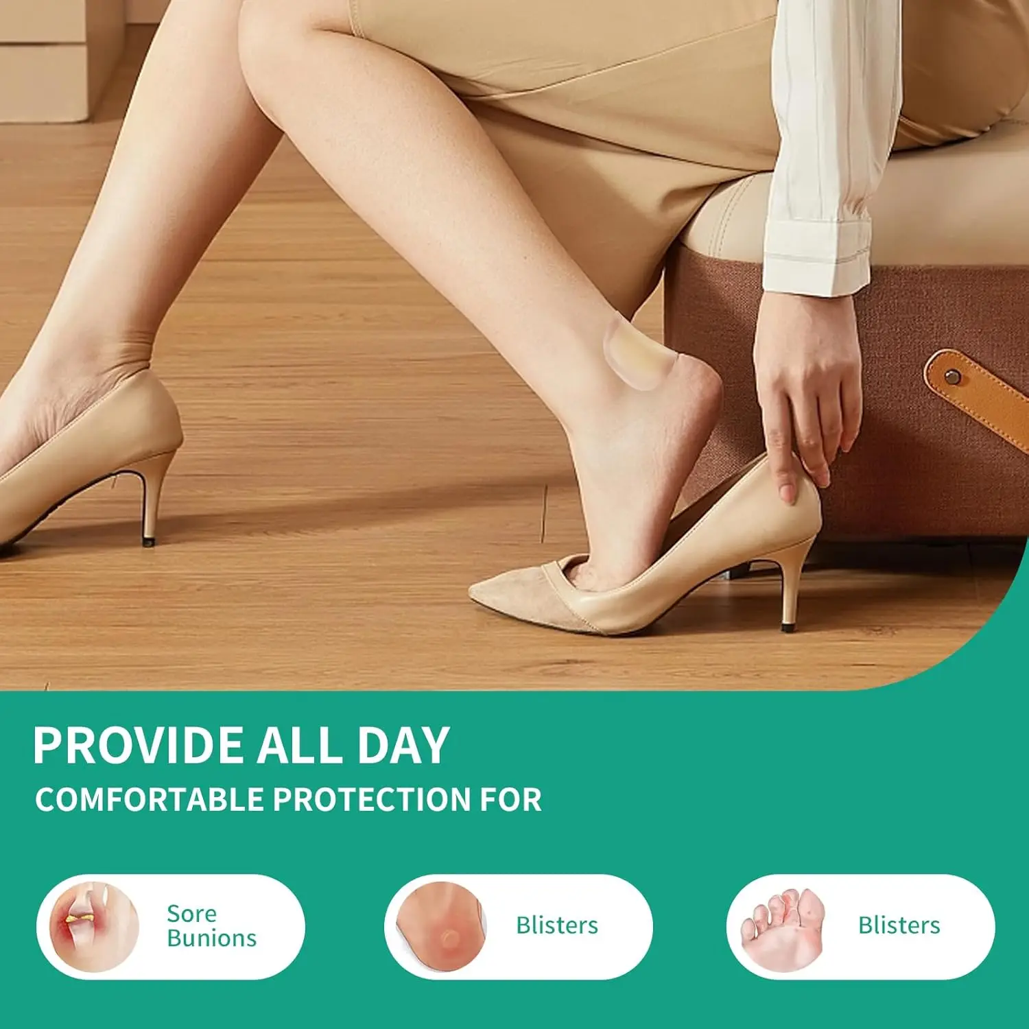 Gel Blister Bandages Blister Cushions - 24Pcs Water Resistant Hydrocolloid Bandages for Heel, Toe & Foot - Blister Pads