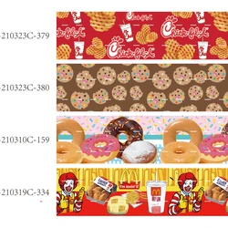 10yards Donut and Biscuits Cartoon Grosgrain Ribbon for Hairbows Holiday Sewing Accessories DIY