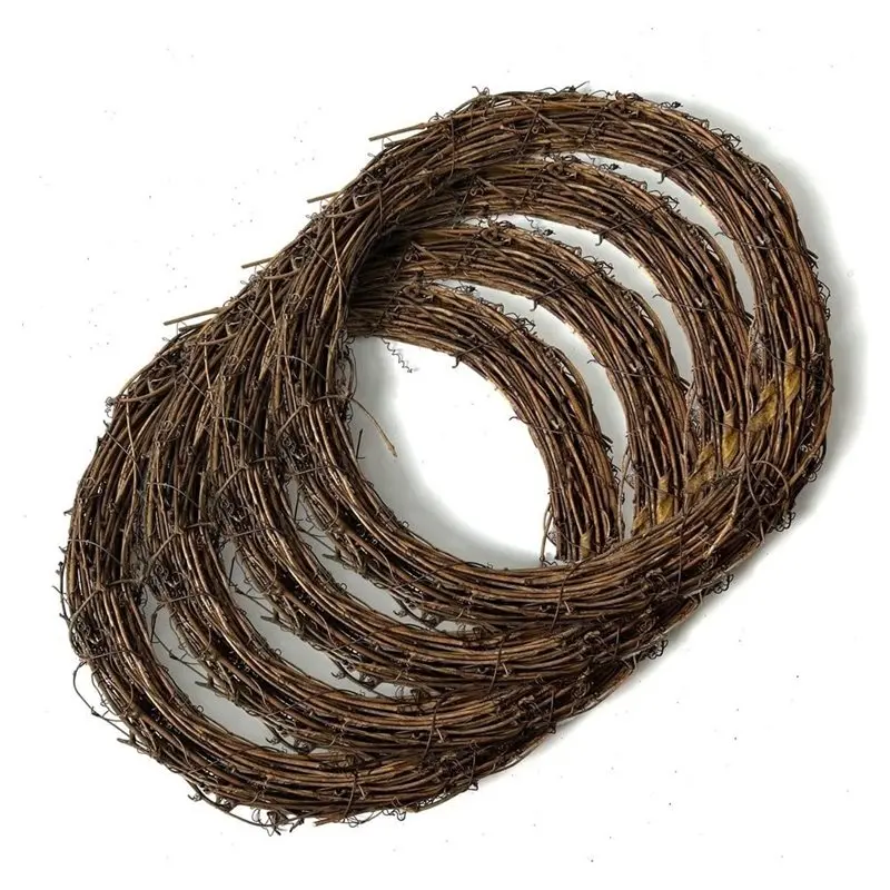 VEHO-For DIY Christmas Crafts- Front Door Wall Hanging 12 Inch Natural Grapevine Wreaths(4-Pack), Rattan Vine Wreath