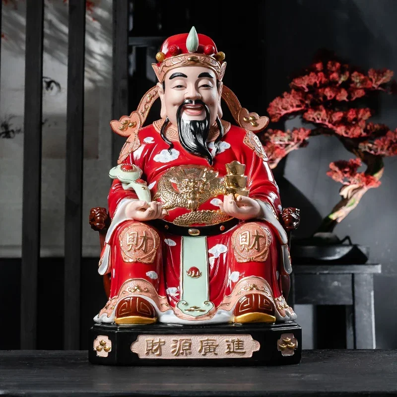 The god of literature and wealth, ceramic Buddha statues, home worship statues, office fortune stores, opening gifts