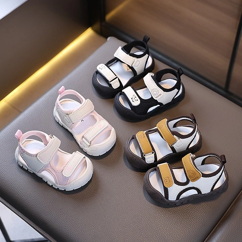 Anti-collision Closed-toe Toddler Sports Sandals Wide Hook&loop Strape Baby Boy Girl Summer Shoes Sturdy and Lightweight JY06101