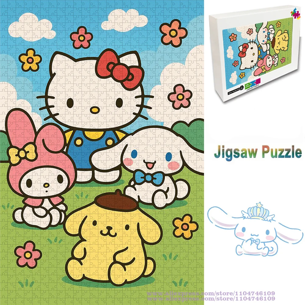 

Sanrio Characters Puzzle Jigsaw Cartoon Anime Hello Kitty My Melody 108/200/300/500/1000/1500Pcs Intelligence Puzzles for Kids