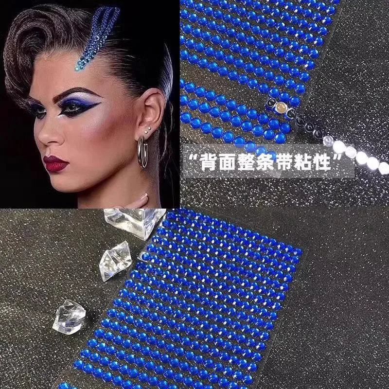 

customized commonly used hairstyles diamond strips adhesive performance in ballroom dance competitions makeup stickers eyelets