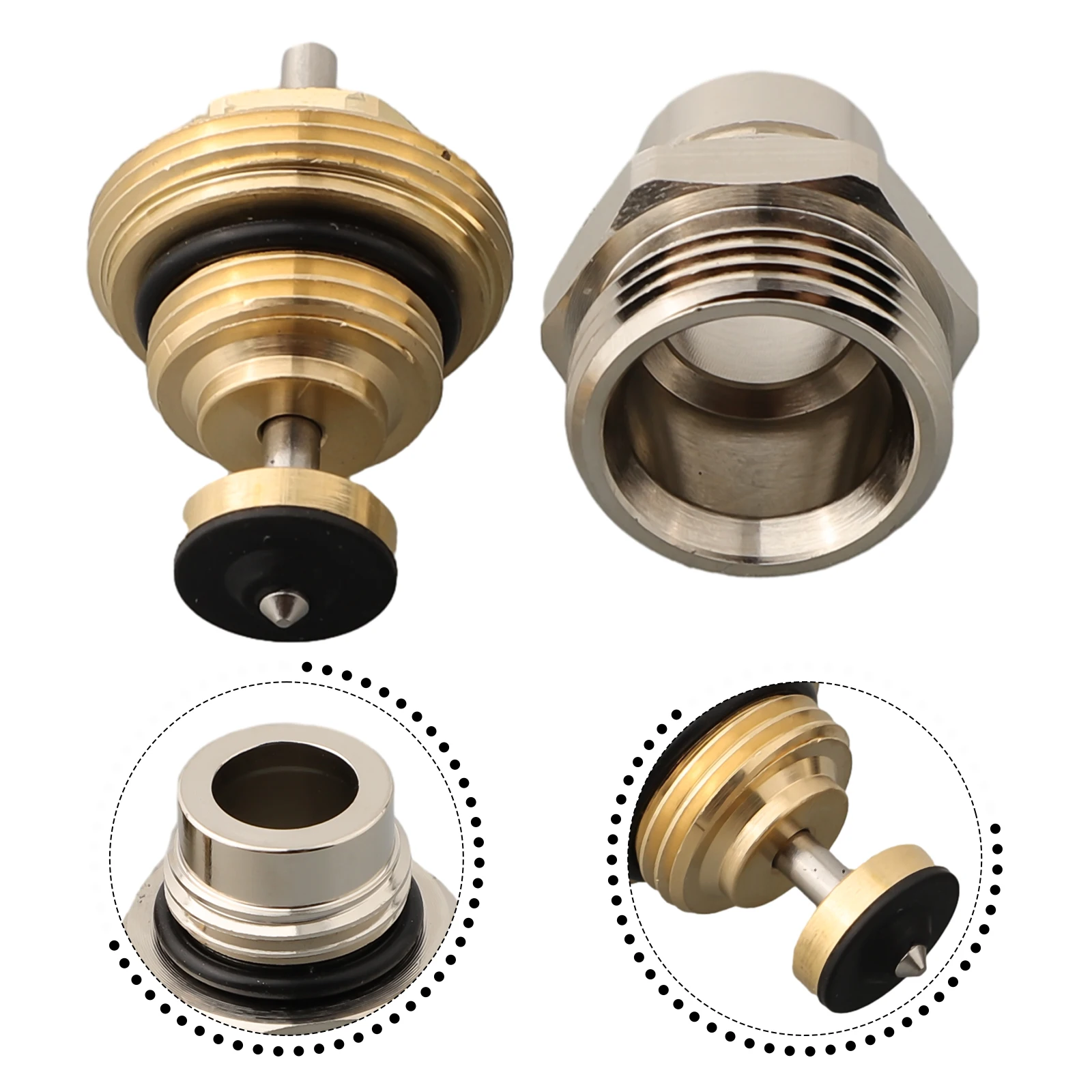 Set completo di valvole a perno e parte filettata per collettore di riscaldamento a pavimento M30x1 5 dimensioni filettatura robusto materiale in ottone