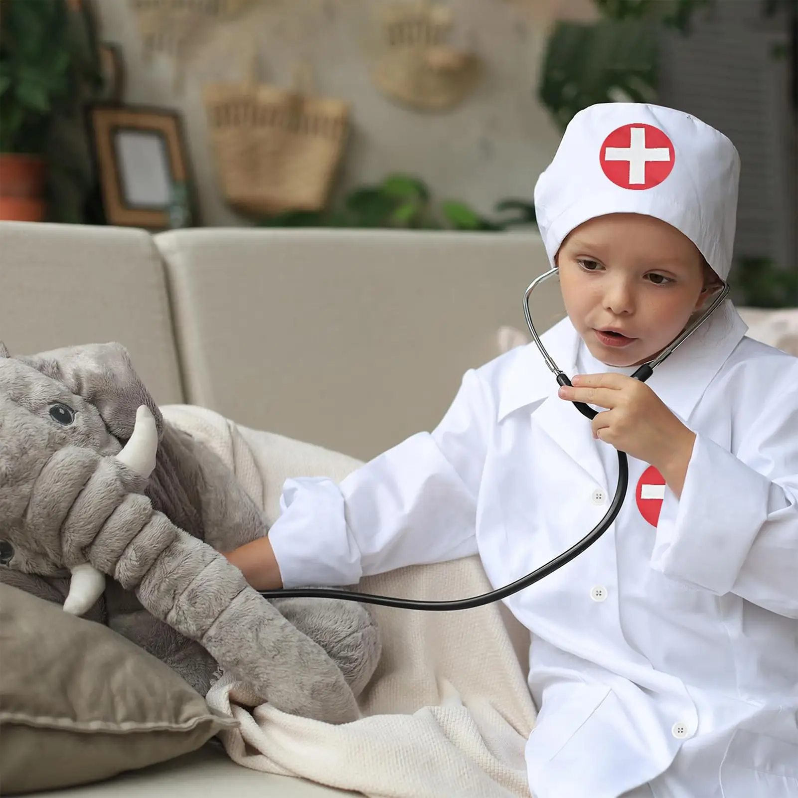 Doctor Costume Kit Doctor Role Play Boys Girls Dress up Pretend Play Detailed Machine Washable Cosplay Clothing Uniform