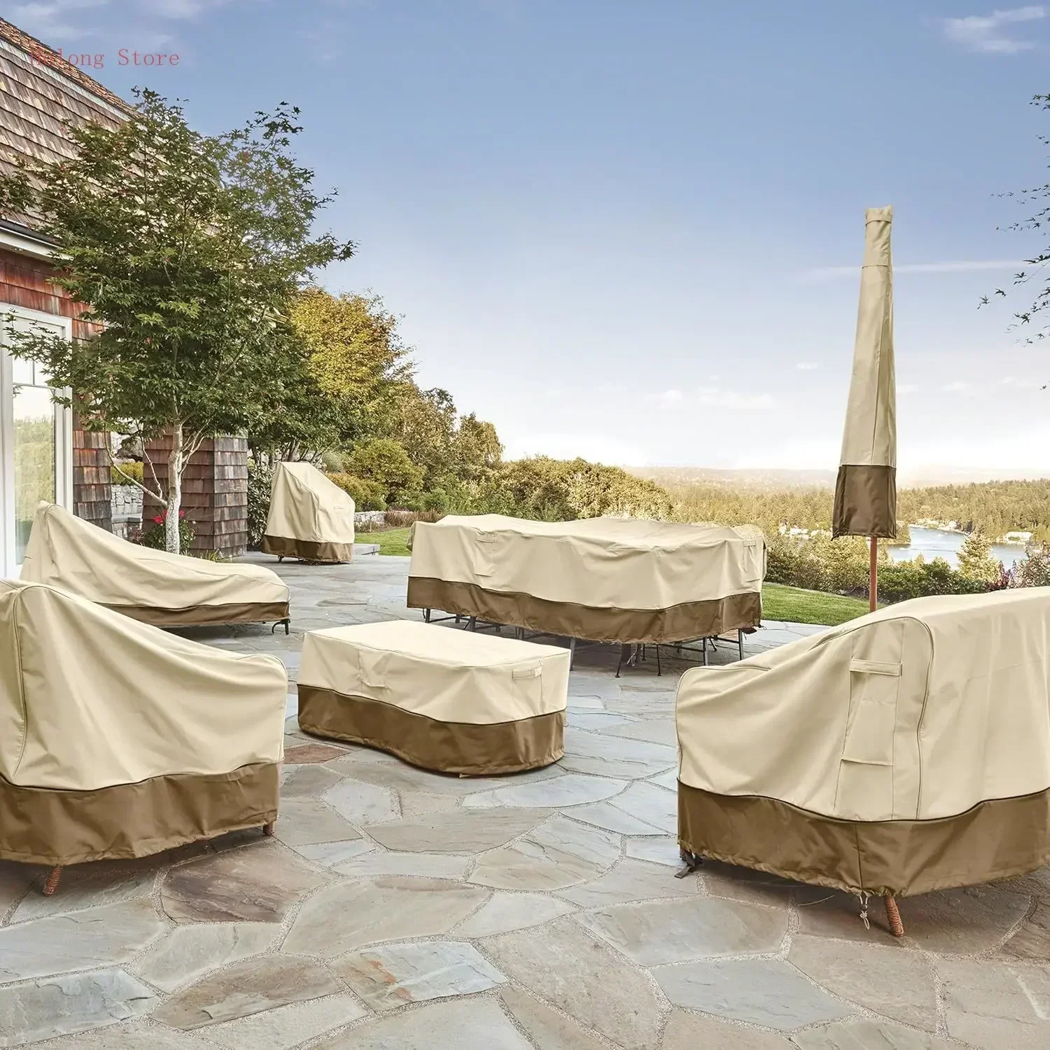 

[XMSJ]Veranda Water-Resistant 115 Inch Patio Left-Facing Sectional Lounge Set Cover, Patio Furniture Covers