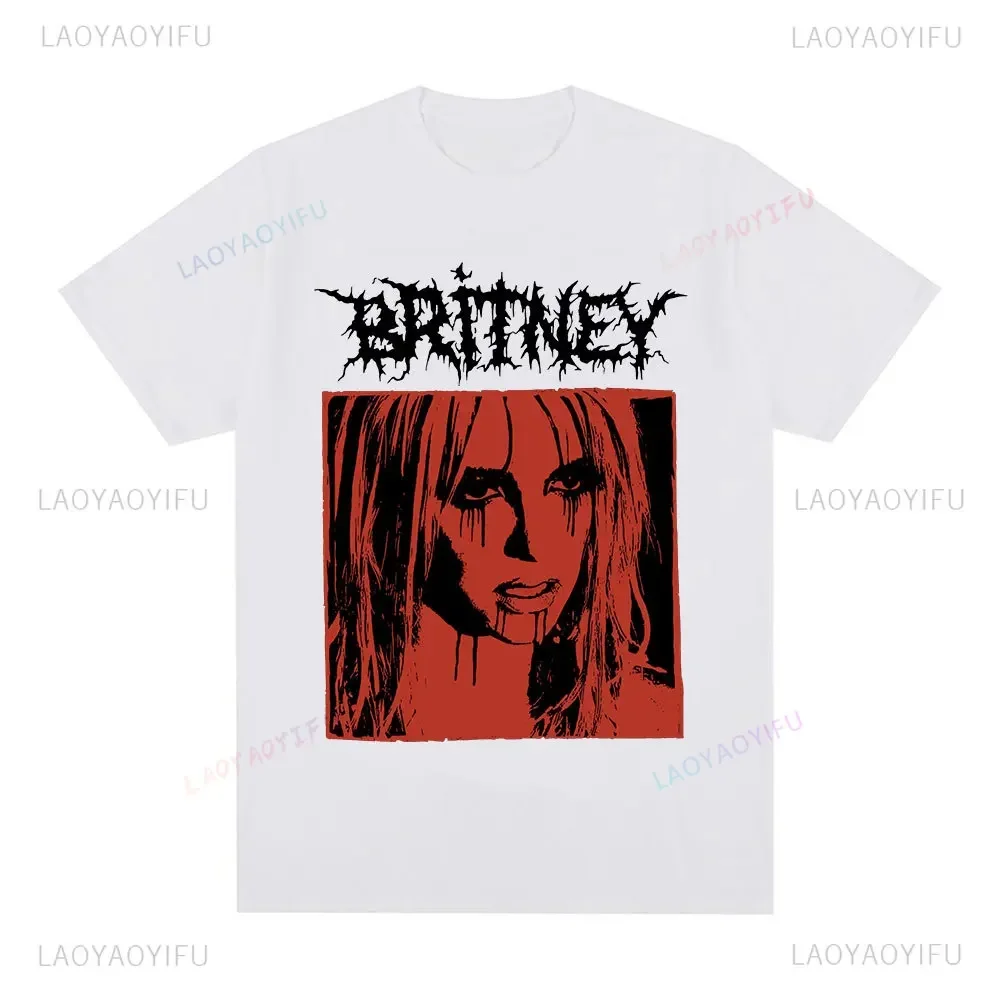 Britney Spears Metal Rock Graphic Printed T-shirt  Women Fashion Hip Hop Harajuku Vintage Short Sleeve Aesthetic T Shirt Summer