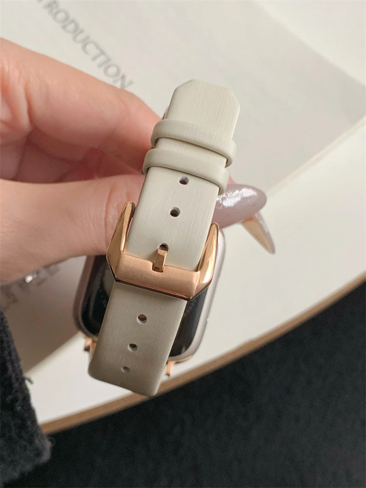 Bracelet en cuir Spun InjLeather pour femme, Apple Watch, 44mm, 40mm, 38mm, 42mm, 45, 49, Slim Band pour iWatch Series 8, 7, 6, 5, 4, 3, 2, SE, Nouveau, Été