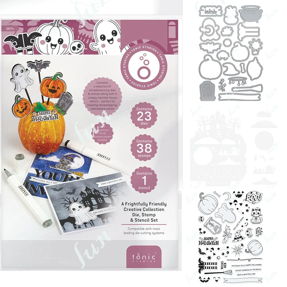 

Halloween Die a Frightfully Friendly Craft Metal Cutting Dies Scrapbook Diary Decoration Stencil Embossing Template DIY Handmade
