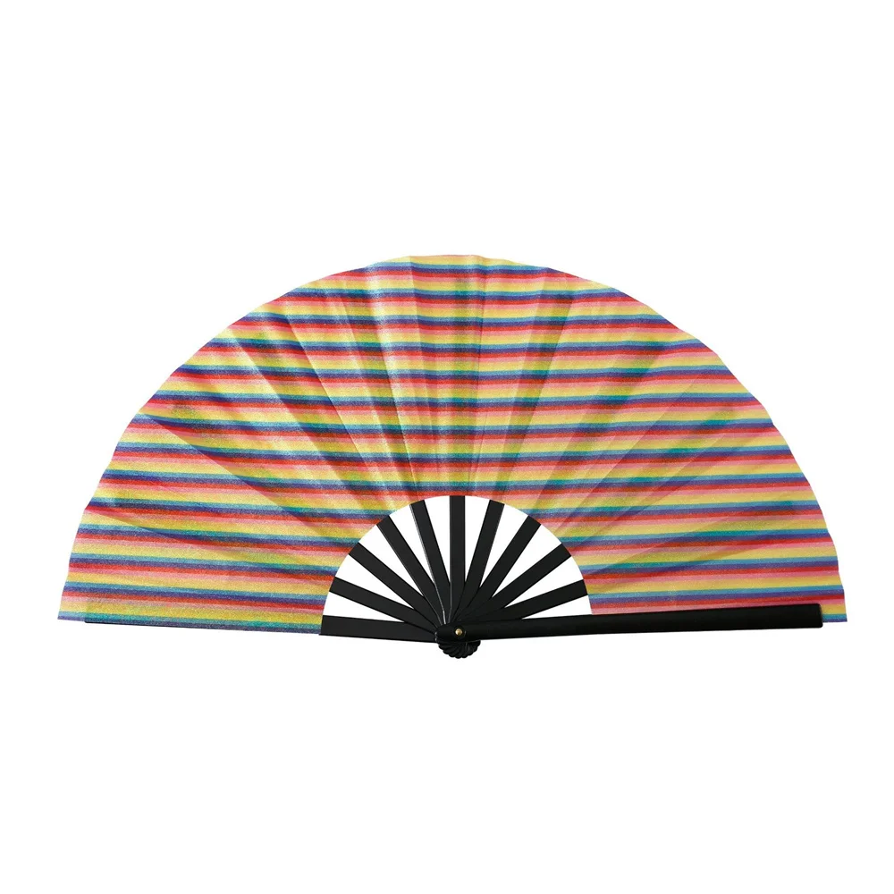New Sparkling Folding Fan Bright Color Rainbow Starry Sky In The Dark Festival Performance Hand Fans Women Girl Party Dance Fan