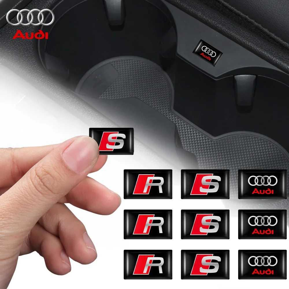 10pcs New 3D Epoxy Car Stickers Small Drop Glue Decals For Audi S R line  A3 A4 B8 8P B9 8V B6 A5 B7 A1 Auto Motorcycle Styling