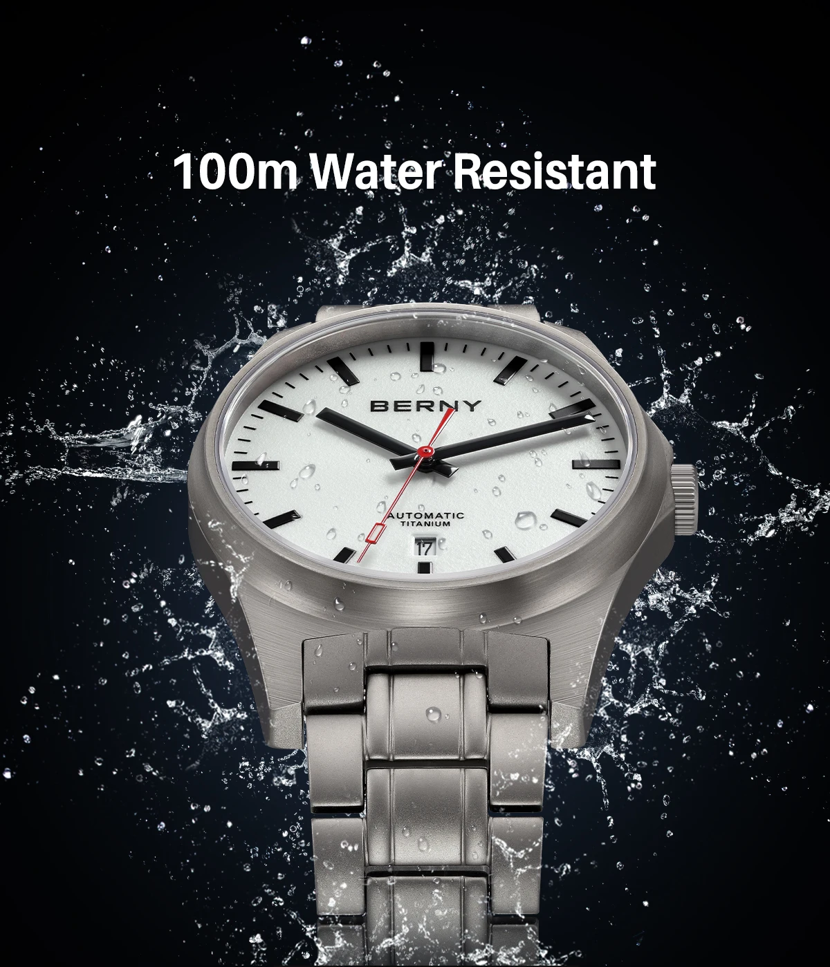 BERNY Titan-Automatikuhren für Herren, mechanische Armbanduhr, Saphirglas, voll leuchtendes Zifferblatt, 10 ATM wasserdicht, Herrenuhr – Detail 7
