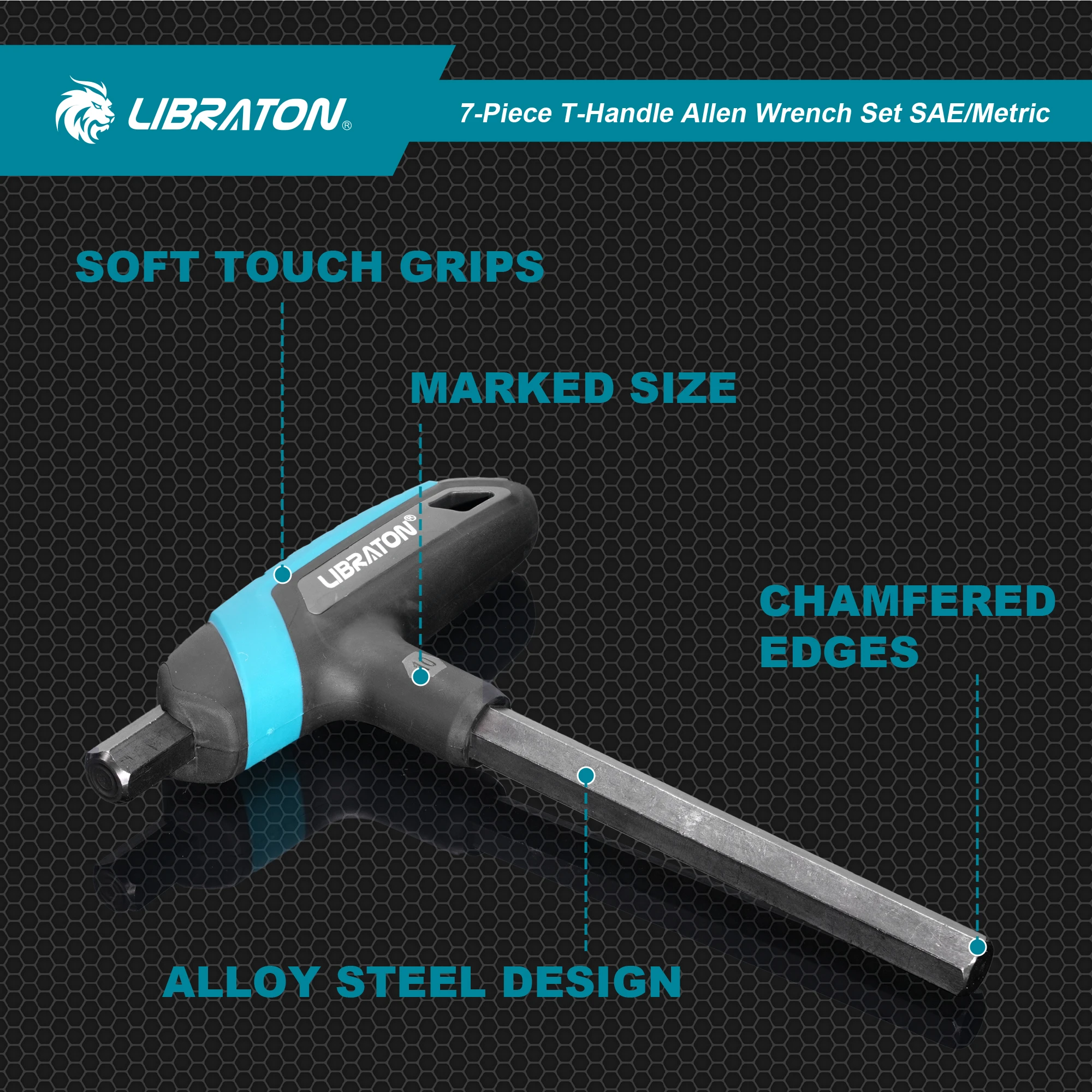 Imagem -04 - Libraton-chave Allen Hex Grupo Ferramenta de Reparação de Bicicleta t Handle Métrico 2.5 Mm10 mm Sae In3 in Pcs