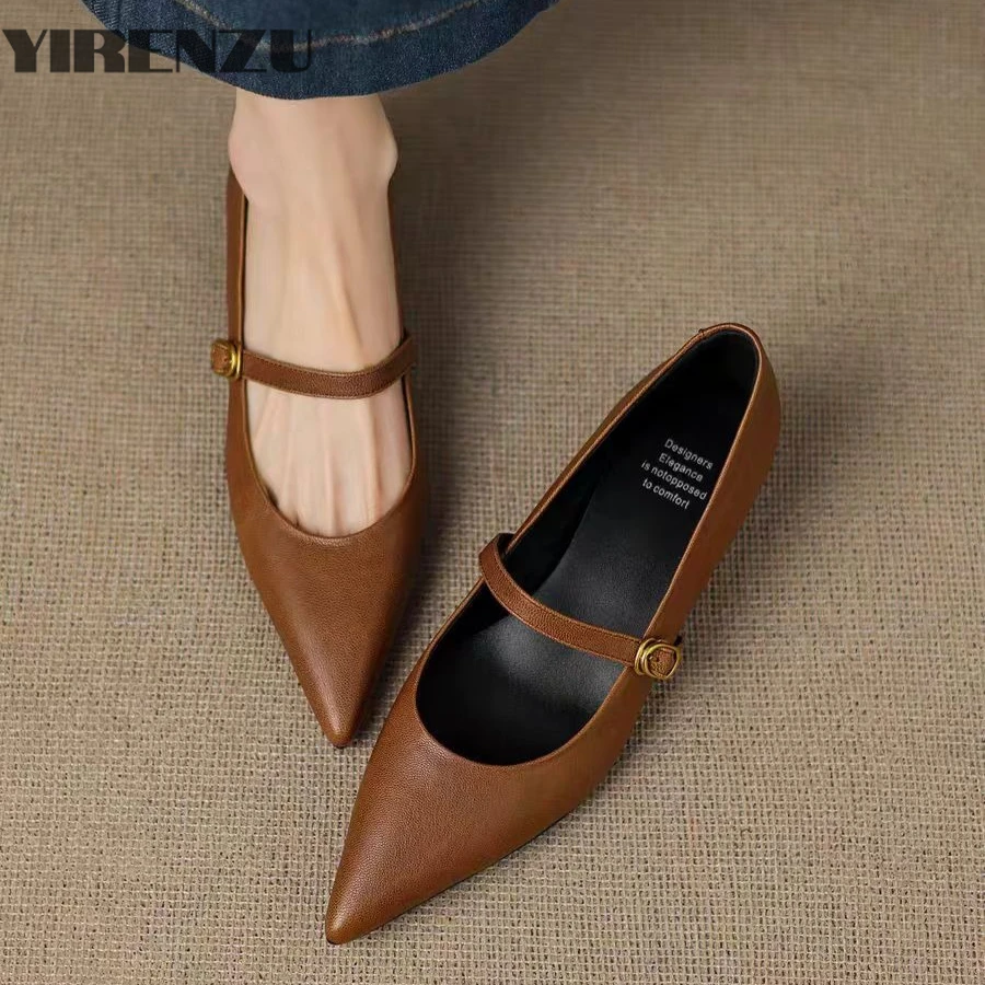 

Designer Pumps Pointed Toe Women Mary Jane Shoes Fashion Shallow Buckle Heels Spring Ladies Elegant Dress Thick Heel Shoes
