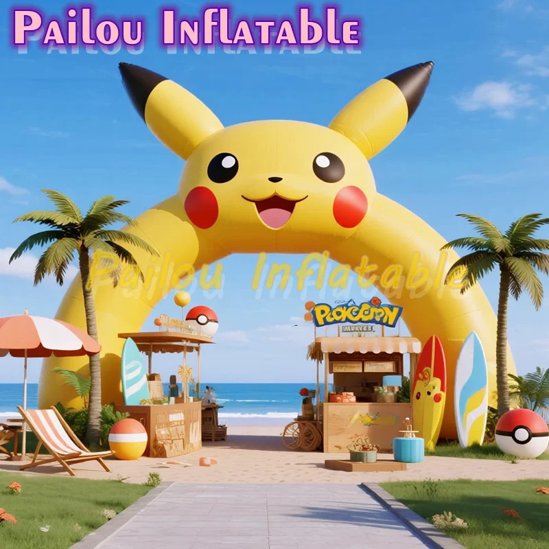 

Pokemon Pikachu Inflatable Arch Gate With Powerful Blower Customize Giant Advertising Inflatable Archways Party Race Event Decor