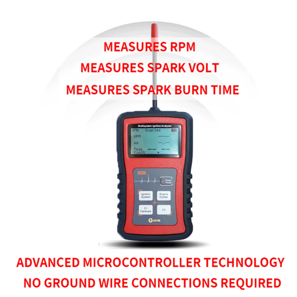 

Spark Plug Tester High Voltage Coil Detection KZYEE KM20 Multi-system Ignition Analyzer Tester Measure Spark Volt Spark Burn