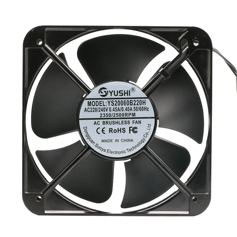 Ventola di raffreddamento assiale per armadio elettrico AC doppia sfera 200x200x60mm 200mm AC 220V