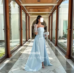 Lorrtta Sky Blue Satin Grace Evening Dress Elegant Party Dresses 2024 Woman Prom Wedding Sharon Happy Customized فساتين سهرة