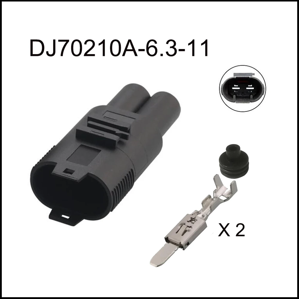 100SET DJ70210A-6.3-11/21 auto Waterproof connector 2 pin automotive Plug famale male socket Includes terminal seal