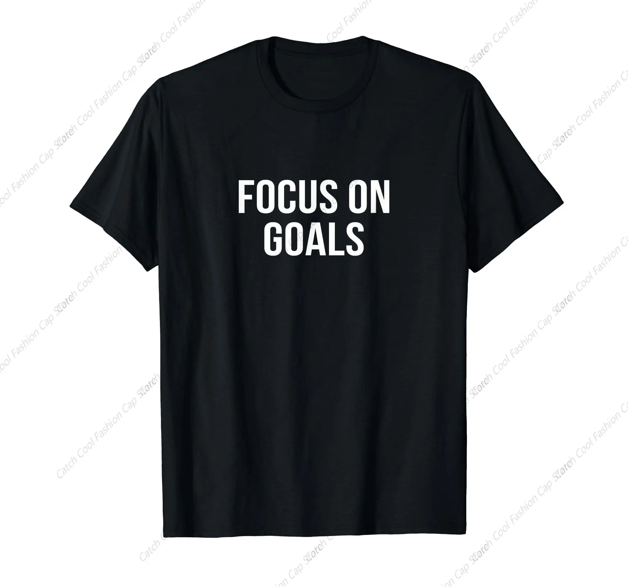 Funny Focus On Goals T-Shirt Short Sleeve Cotton Daily Travel Summer Breathable Casual Round Neck Sports Fashion New Trend Tops