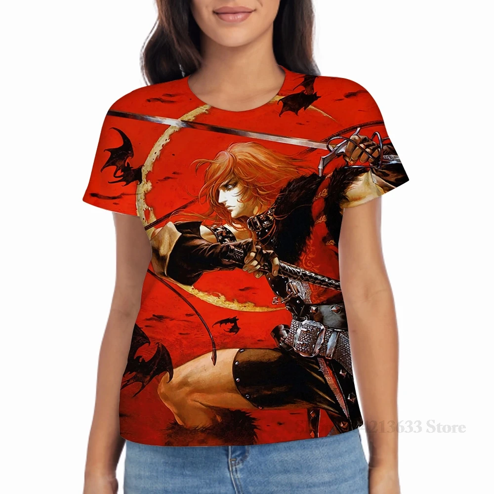 في جميع أنحاء طباعة أيامي كوجيما سيمون بلمونت (كاستليفانيا) الرجال تي شيرت المرأة فتاة الموضة تي شيرت الصبي بلايز تيز