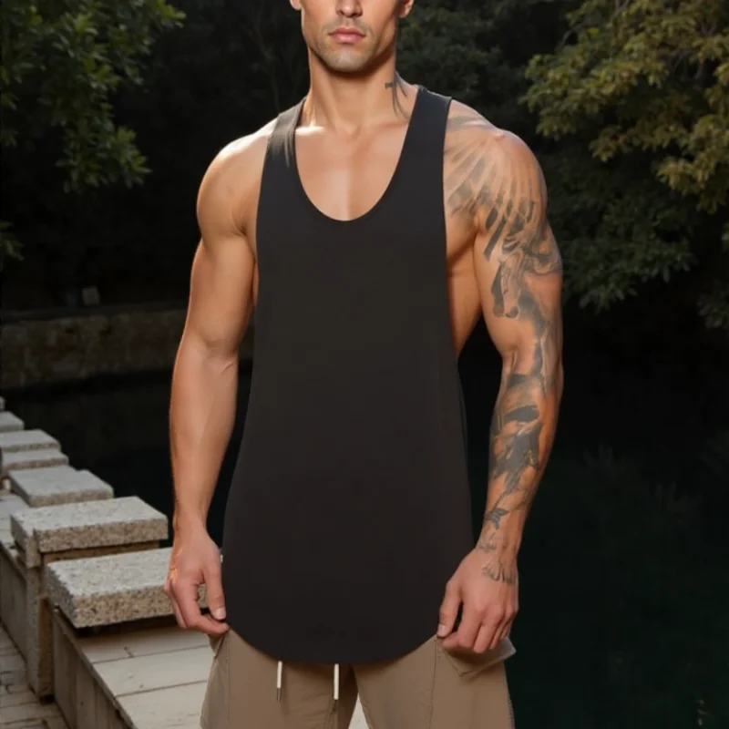 Marken-Fitnesskleidung Herren Tanktops Bodybuilding Stringer Sommer Atmungsaktive Workout-Singlets Baumwolle Ärmellose T-Shirts