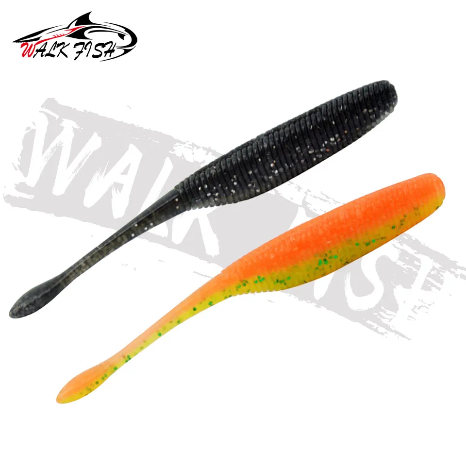 WALK FISH 5PCS Stick Worm Softbait Fishing Lure Add Salt Straight Tail 75mm/95mm/115mm Perfect Plastics Dream Shot Soft
