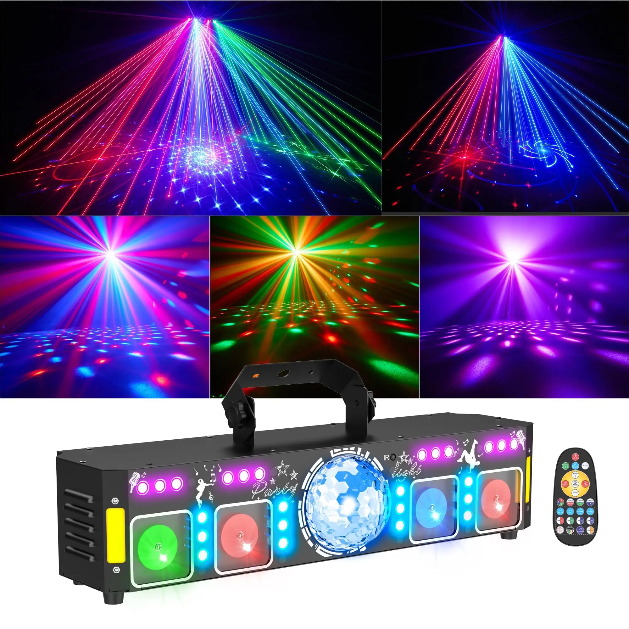 

7IN1 DJ Laser Lights RGB Laser Cube Remote Control DMX Disco Magic Ball UV Party Lights Animation Lazer Projector For Stage Club