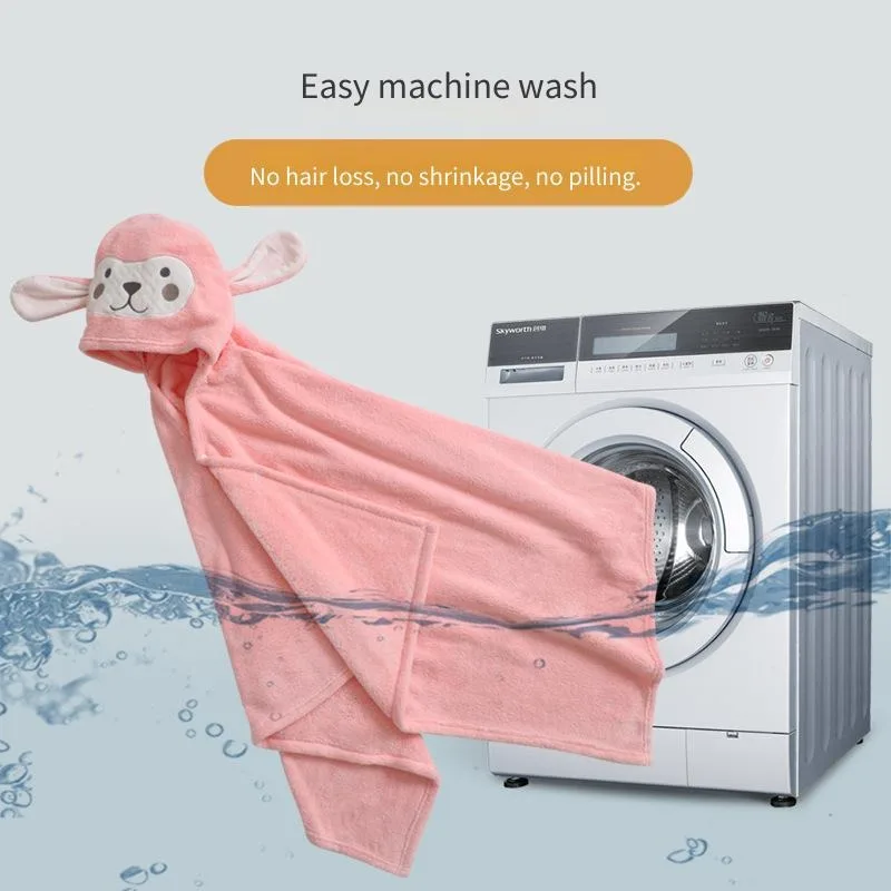 

Children Towel Cape Soft Absorbent Cashmere Baby Towel Bathrobe Wearable with Hat Cartoon Bathrobe Cashmere Animal Pattern