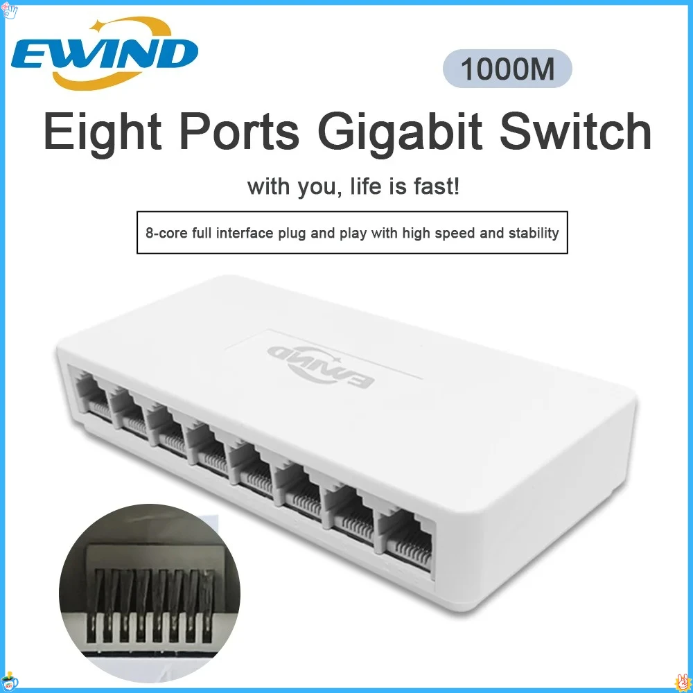 

EWIND 5/8-портовый гигабитный сетевой коммутатор, настольный Ethernet-концентратор 10/100/1000 Мбит/с с автоматическим MDI/MDIX, быстрый сетевой коммутатор Ethernet