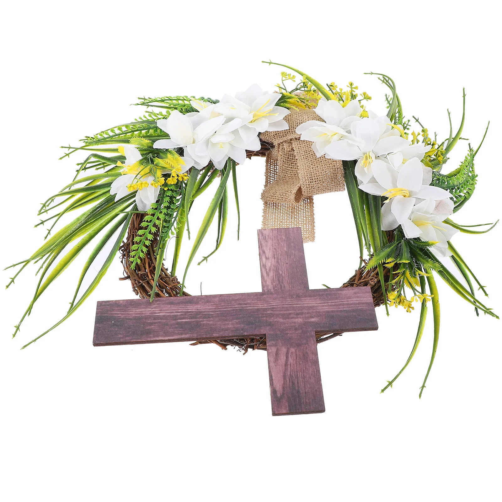 

Handmade Woven Wooden Garland Decoration Cross Ornament for Home Church Festivals Wreath Decoration Wreath Ornament
