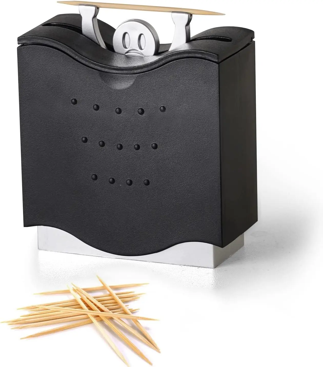 

Cute Toothpick Dispenser ABS Fun Toothpick Holders Decorative Plastic Toothpick Holder (Black)