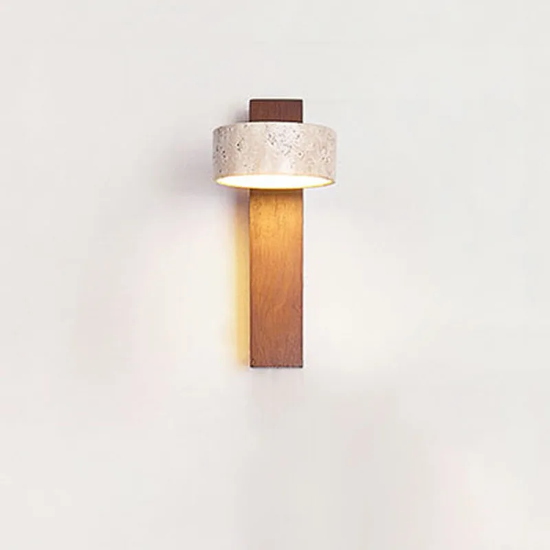Lámpara de pared de piedra de cueva amarilla decorativa de estilo japonés Wabi Sabi, candelabro de registro Led giratorio para apartamento nórdico y