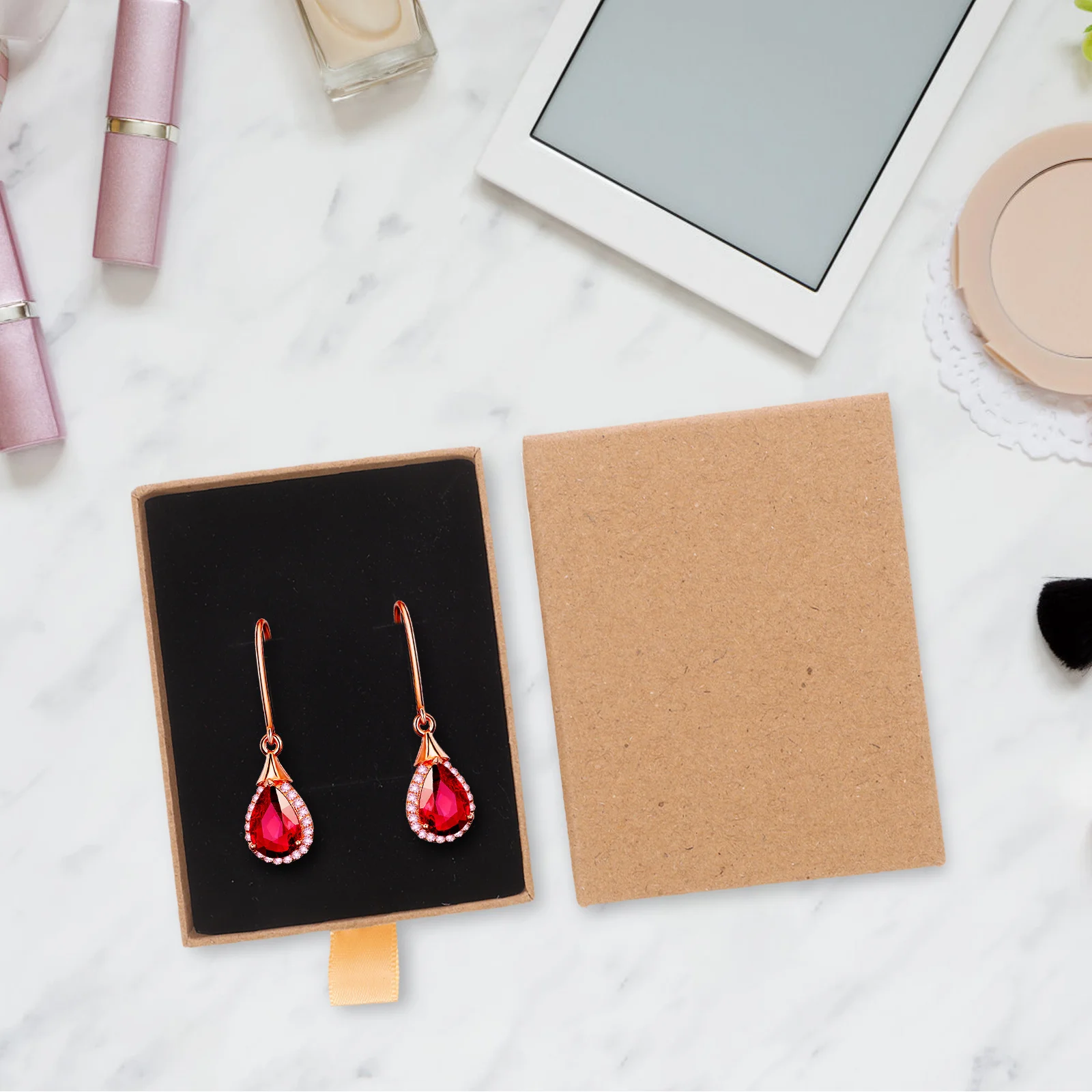 

2Pcs Small Jewelry Gift Boxes Kraft Paper Packaging Box Ring Necklace Bracelet Storage Case Jewelry Gift Boxes