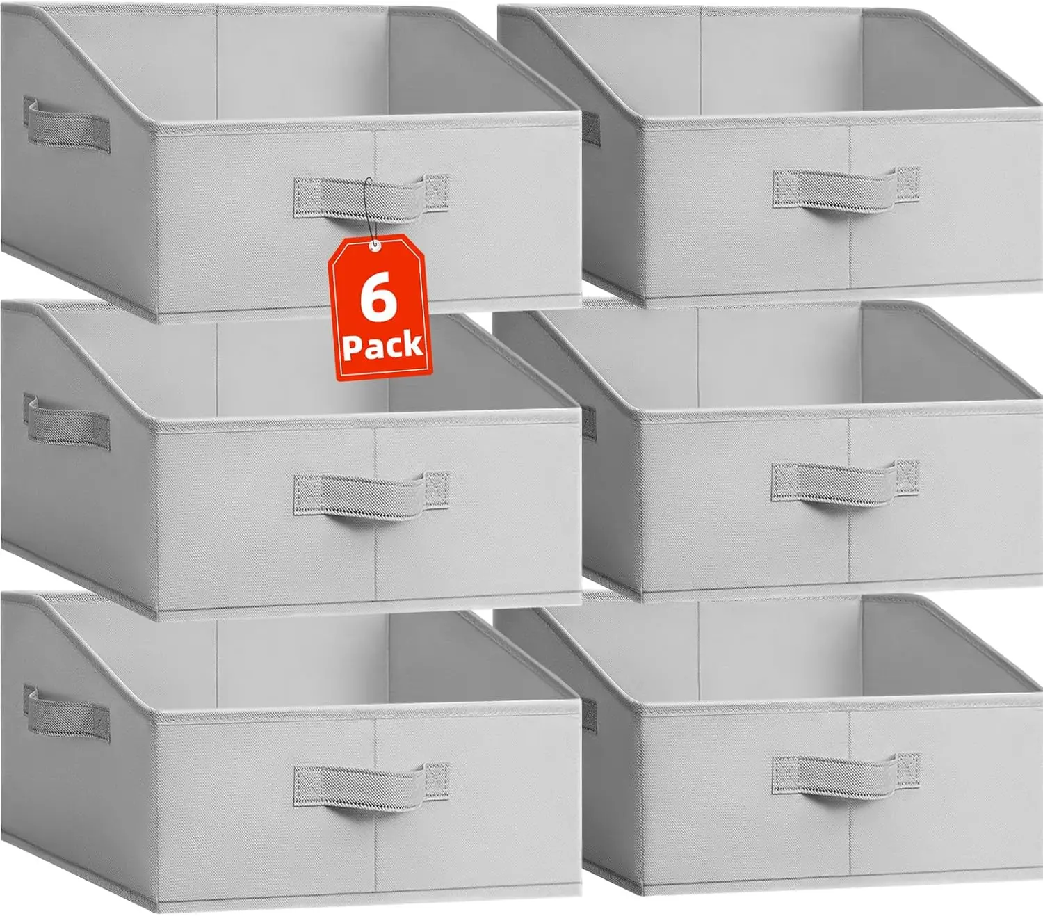 

6 упаковок больших контейнеров-органайзеров для шкафа с ручками - тканевые трапециевидные корзины для хранения одежды, игрушек, полотенец