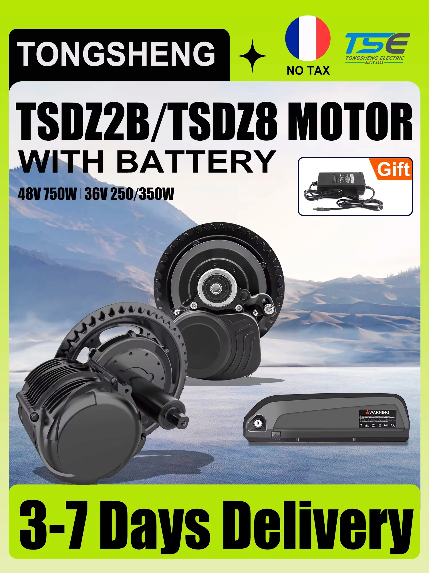 Tstz8 TSDZ2B 36V 250W TONGSHENG 48V 750W Mid Drive Torque Motor Motor Elektrische cyclus Conversie Kit met Hailong 15Ah Batterij - afbeelding 2