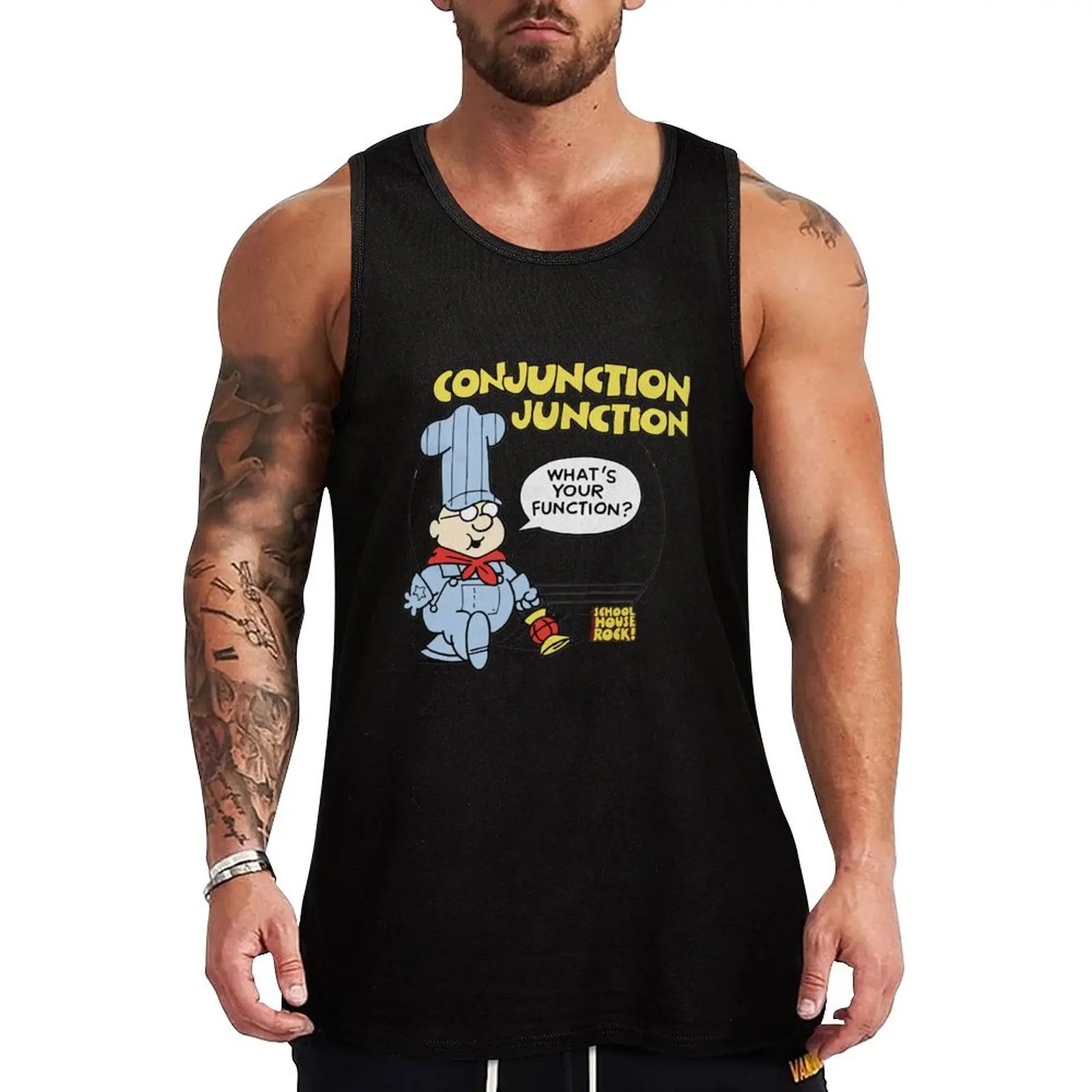 

Schoolhouse Rock Animated Musical Educational Short Film Series For Children Conjuction Juction Shir Tank Top muscular man