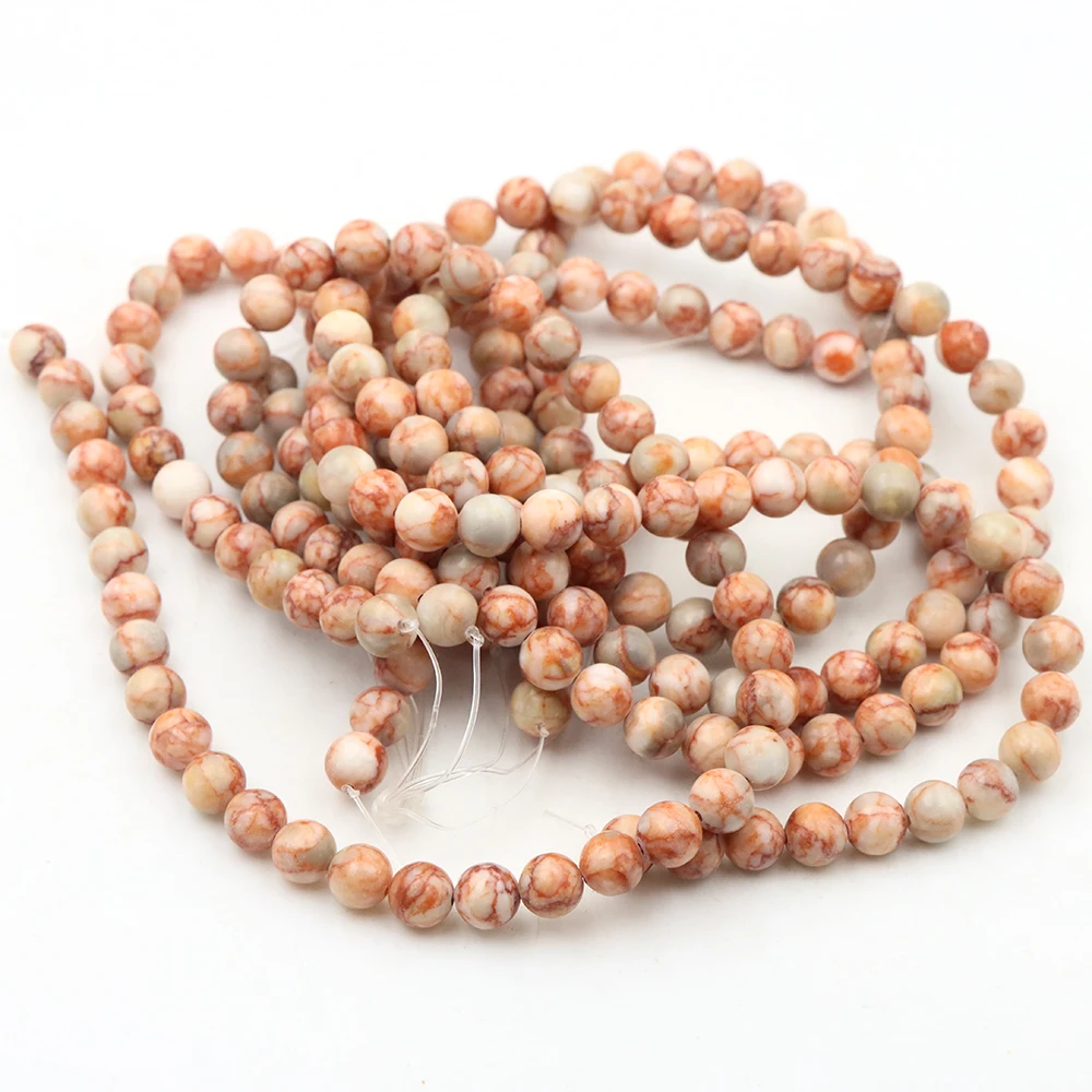 4/6/8/10/مم الطبيعية الأحمر بيكاسو جاسبر الخرز الجولة فضفاض خرزة مباعدة لصنع المجوهرات لوازم DIY بها بنفسك أساور شفاء الطاقة #6