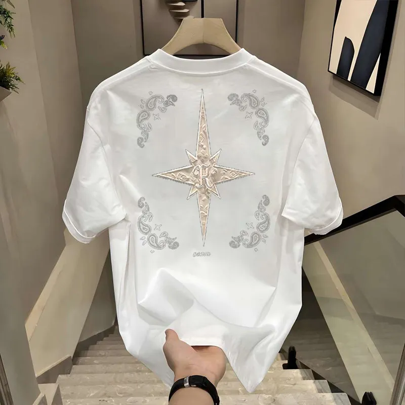 2026 Cotton Wave brand cool and bold T-shirt with American style print, round neck, versatile and casual.