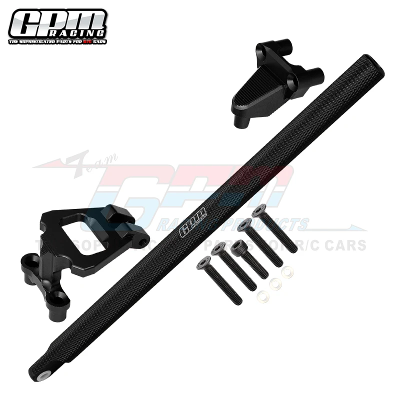 Barra y soporte central de aluminio GPM para TRAXXAS 1/10 4Wd Hoss 4X4 Vxl