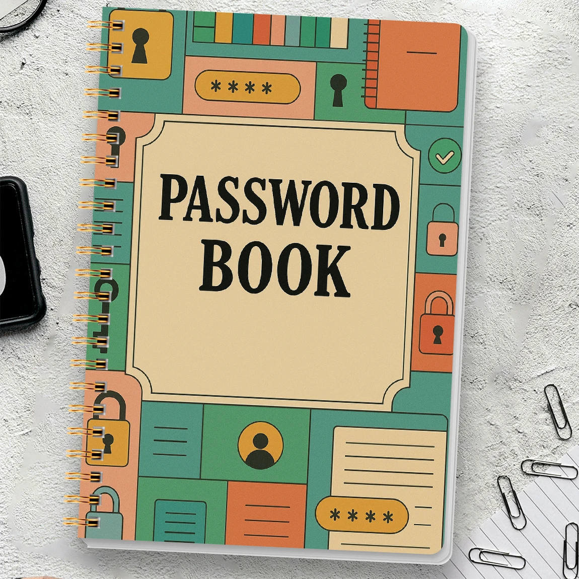 สมุดจดรหัสผ่าน A5, ที่จัดระเบียบบัญชีอินเทอร์เน็ตและข้อมูลเข้าสู่เว็บไซต์, หมวดบันทึก, สมุดจดรหัสผ่านที่สมบูรณ์แบบสำหรับการจัดการความปลอดภัยทางไซเบอร์