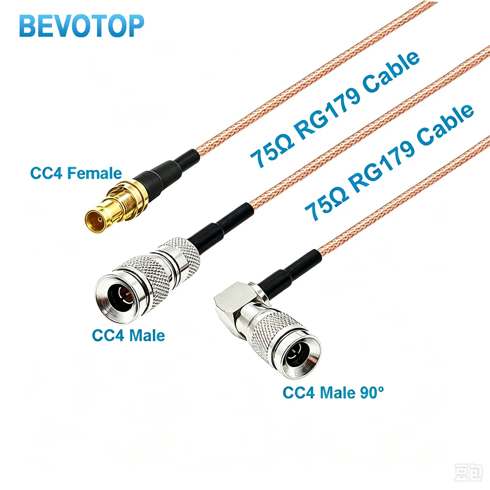 RG179 DIN 1.0/2.3 Mini BNC CC4 Male to CC4 Male Plug Connector 75Ohm RG179 Cable Assembly RF Coaxial Pigtail Jumper HD SDI Cable