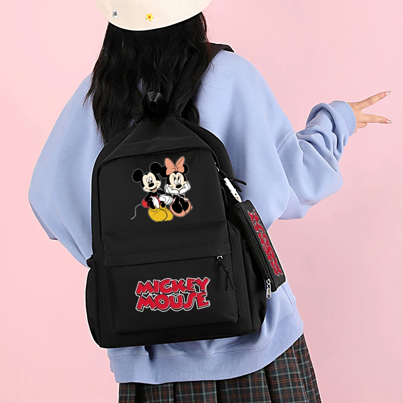 3Pcs/set Disney Mickey Mouse Backpack Cartoon Bookbag with Lunch Bag for Teenagers Boy Girl Schoolbag Comfortable Travel Sets